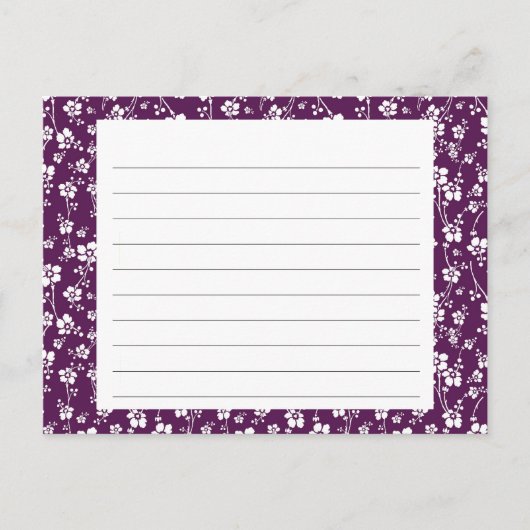Postale Carte de recette florale pourpre (Devant)