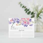 Postale Carte de recette florale pourpre et rose (Debout devant)