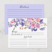 Postale Carte de recette florale pourpre et rose (Devant / Derrière)