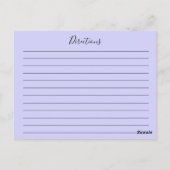 Postale Carte de recette florale pourpre et rose (Dos)