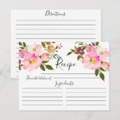 Postale Carte de recette florale rose et pourpre (Devant / Derrière)