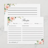 Postale Carte de recette florale rose pâle Aquarelle (Devant / Derrière)