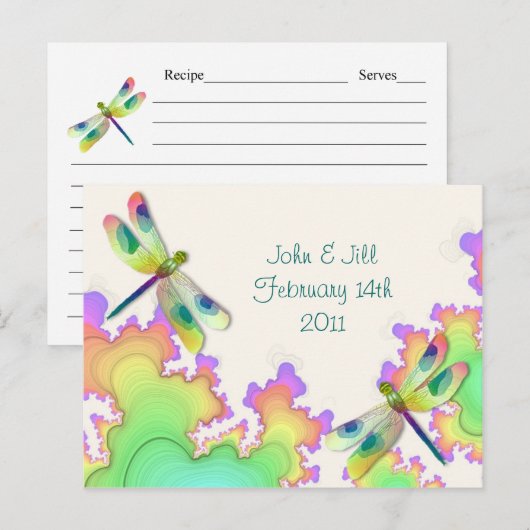 Postale Carte de recette fractale de libellule (Devant / Derrière)