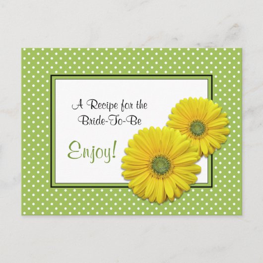 Postale Carte de recette Gerbera Daisy pour la mariée à êt (Devant)