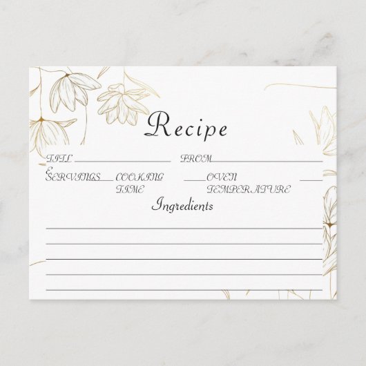 Postale Carte de recette Gold Flower (Devant)