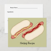 Postale Carte de recette Hotdog (Devant / Derrière)