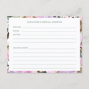 Postale Carte de recette Lavender Rose Floral Aquarelle Do