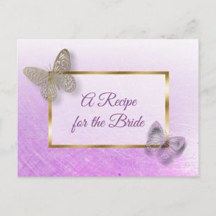 Postale Carte de recette mariage de lavande et de papillon