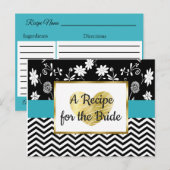 Postale Carte de recette Mariage Floral Bleu Bleu, Noir (Devant / Derrière)