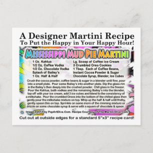 Postale Carte de recette Martini à la crème glacée Mississ