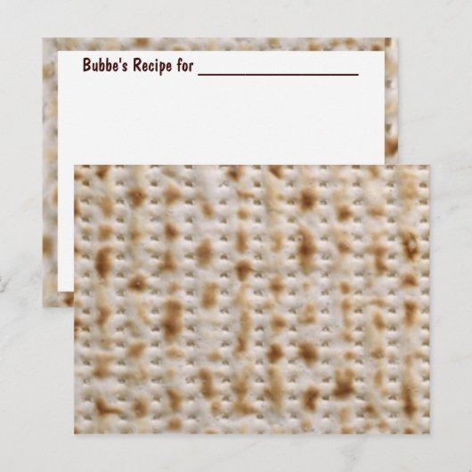POSTALE CARTE DE RECETTE MATZAH (Devant / Derrière)