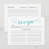 Postale Carte de recette moderne Aqua Blue Script Fête des (Devant / Derrière)