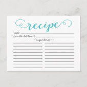 Postale Carte de recette moderne Aqua Blue Script Fête des (Devant)