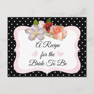 Postale Carte de recette noire et Rose Gold Blush Rose