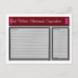Postale Carte de recette personnalisée Accents rouges
