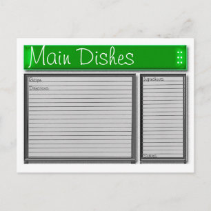 Postale Carte de recette personnalisée Accents verts