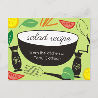 Postale Carte de recette personnalisée pour salade bowl