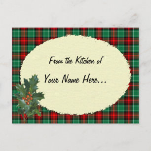 Postale Carte de recette personnalisée Red Green Holiday H