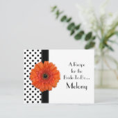 Postale Carte de recette Pointe Orange Daisy pour la marié (Debout devant)