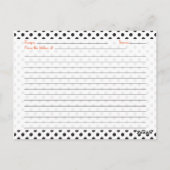 Postale Carte de recette Pointe Orange Daisy pour la marié (Dos)