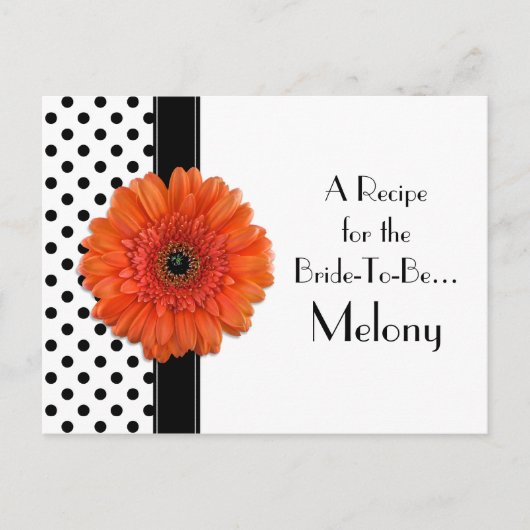 Postale Carte de recette Pointe Orange Daisy pour la marié (Devant)