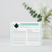 Postale Carte de recette pour la cuisine nuptiale de thé P (Debout devant)