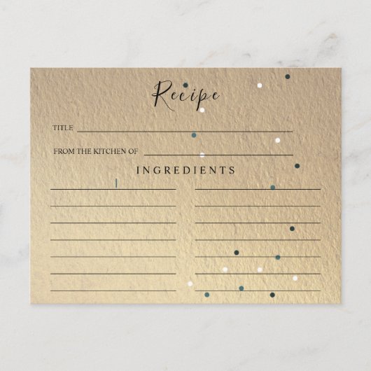 Postale Carte de recette pour la fête de mariage pailletée (Devant)