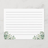 Postale Carte de recette pour la mariée Chic Eucalyptus Fe (Dos)