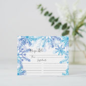 Postale Carte de recette pour les flocons de neige d'hiver (Debout devant)