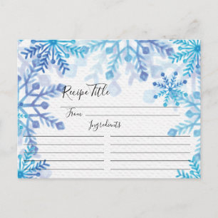 Postale Carte de recette pour les flocons de neige d'hiver