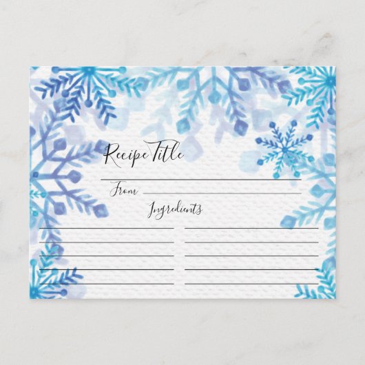 Postale Carte de recette pour les flocons de neige d'hiver (Devant)