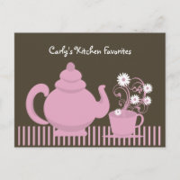 Carte de recette pour théière et marguerite