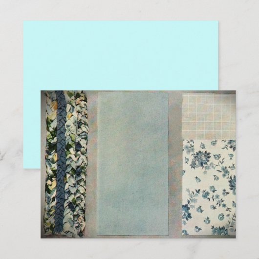 Postale Carte de recette Quilt Patchwork en bleu (Devant / Derrière)