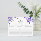 Postale Carte de recette Ressort de fleurs de lavande d'aq (Debout devant)