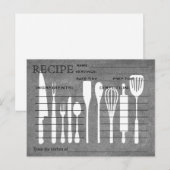 Postale Carte de recette rétro Black Chalkboard Ustensiles (Devant / Derrière)