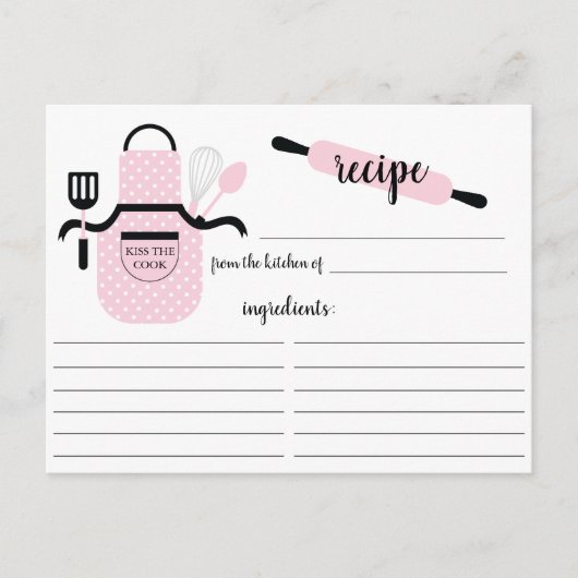 Postale Carte de recette Retro Blush Apron Kitchen Tools (Devant)