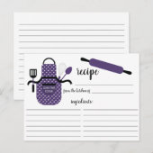 Postale Carte de recette Retro Purple Apron Outils de cuis (Devant / Derrière)