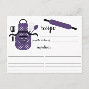Postale Carte de recette Retro Purple Apron Outils de cuis