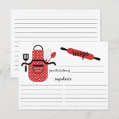 Postale Carte de recette Retro Red Apron Kitchen Tools (Devant / Derrière)