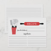 Postale Carte de recette Retro Red Rolling Pin Kitchen Too (Devant / Derrière)