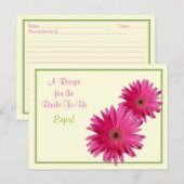 Postale Carte de recette rose Gerber Daisy pour la mariée  (Devant / Derrière)