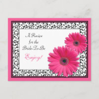 Carte de recette rose Gerbera Daisy pour la mariée
