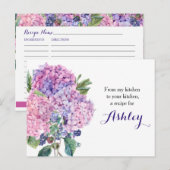 Postale Carte de recette Rose Hydrangea Floral Blackberry (Devant / Derrière)