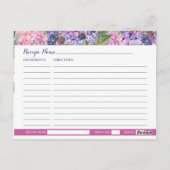 Postale Carte de recette Rose Hydrangea Floral Blackberry (Dos)