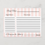 Postale Carte de recette rose mauve corail rose (Dos)