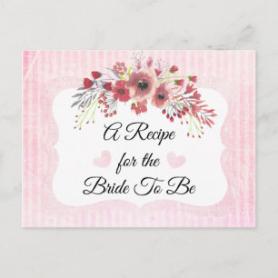 Postale Carte de recette rose mauve corail rose