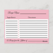 Postale Carte de recette Rose Rose Blush Rose (Dos)