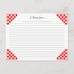 Postale Carte de recette rouge avec équivalences