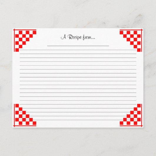 Postale Carte de recette rouge avec équivalences (Devant)