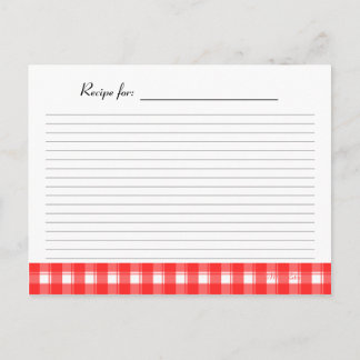Postale Carte de recette rouge blanc pays plaid